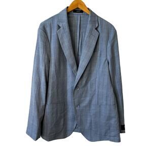 NWT Nordstrom Men's Trim Fit Plaid Linen Blend 2 Button Blazer Size 42R Classic